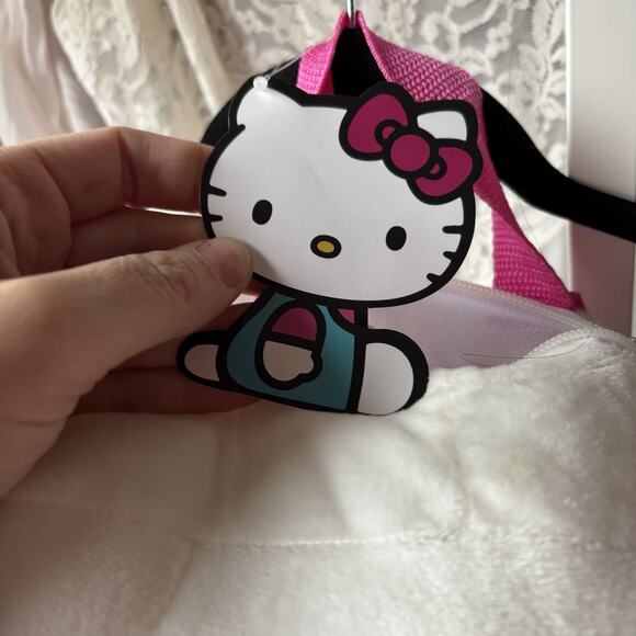 Hello Kitty Soft Plush Backpack Web Straps Pink White Zip Pocket Gift 12 X 9 - Picture 4 of 5